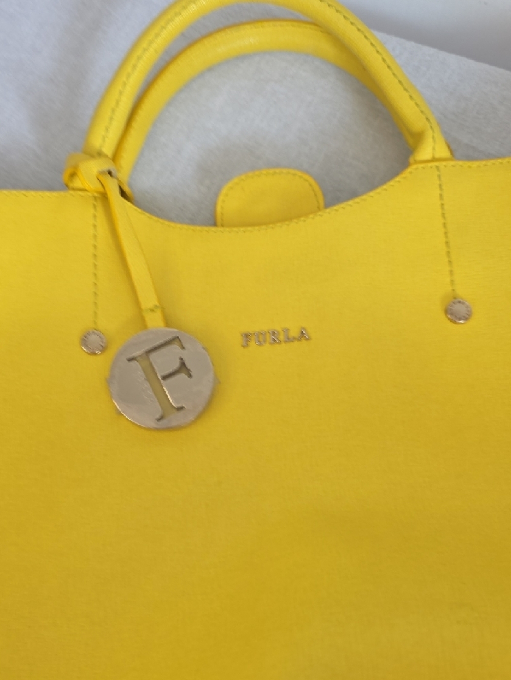 Furla Alissa Leather Tote in Sunny Yellow - Picture 9 of 11